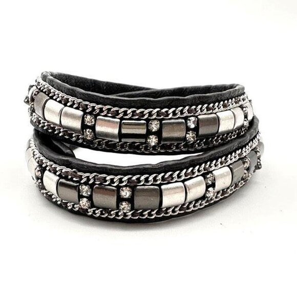 💜 Stella & Dot Hematite Cady Wrap Bracelet - Like New! - Picture 4 of 6